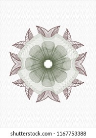 Green and Red rosette. Linear Illustration.