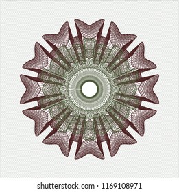 Green and Red rosette. Linear Illustration.