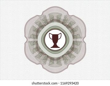 Green and Red rosette. Linear Illustration with trophy icon inside