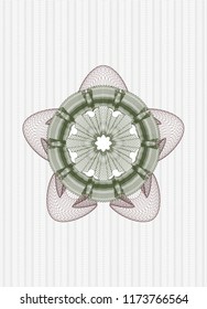 Green and Red rosette. Linear Illustration.