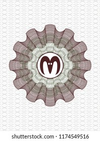 Green and Red rosette. Linear Illustration with goat head icon inside