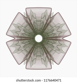 Green and Red rosette. Linear Illustration.
