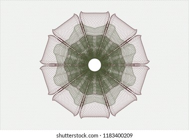 Green and Red rosette. Linear Illustration.