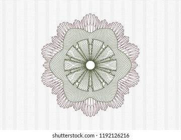 Green and Red rosette. Linear Illustration.