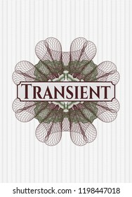 Green and Red rosette. Linear Illustration with text Transient inside