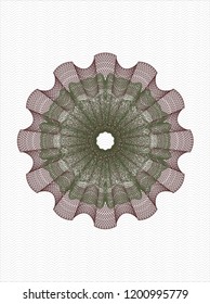 Green and Red rosette. Linear Illustration.
