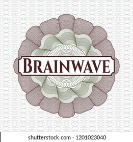 Green and Red rosette. Linear Illustration with text Brainwave inside