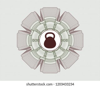 Green and Red rosette. Linear Illustration with kettlebell icon inside