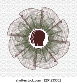 Green and Red rosette. Linear Illustration with team work icon inside