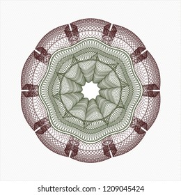 Green and Red rosette. Linear Illustration.