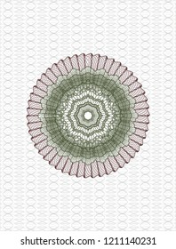 Green and Red rosette. Linear Illustration.