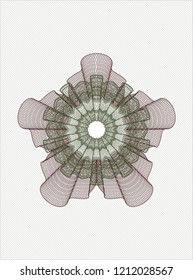Green and Red rosette. Linear Illustration.