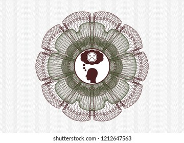 Green and Red rosette. Linear Illustration with depression icon inside