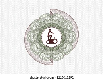 Green and Red rosette. Linear Illustration with stationary bike icon inside