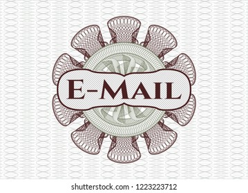 Green and Red rosette. Linear Illustration with text Email inside