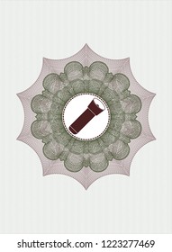 Green and Red rosette. Linear Illustration with flashlight icon inside