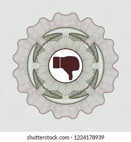 Green and Red rosette. Linear Illustration with dislike icon inside