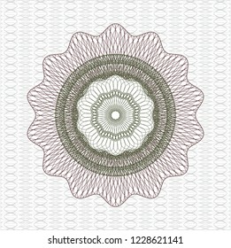 Green and Red rosette. Linear Illustration.