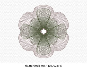 Green and Red rosette. Linear Illustration.