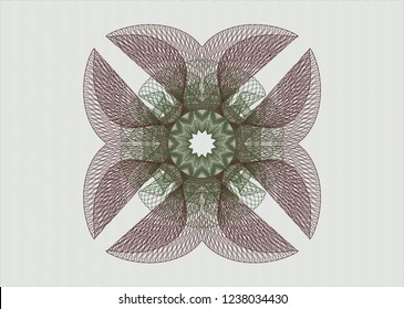 Green and Red rosette. Linear Illustration.