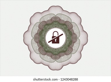 Green and Red rosette. Linear Illustration with inaccessible icon inside