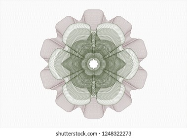 Green and Red rosette. Linear Illustration.