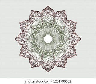 Green and Red rosette. Linear Illustration.