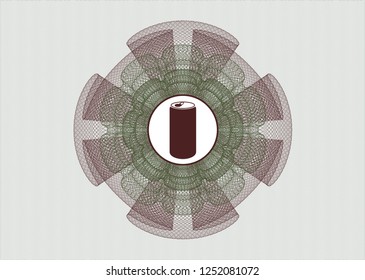 Green and Red rosette. Linear Illustration with soda can icon inside