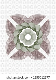 Green and Red rosette. Linear Illustration.