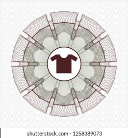 Green and Red rosette. Linear Illustration with shirt icon inside