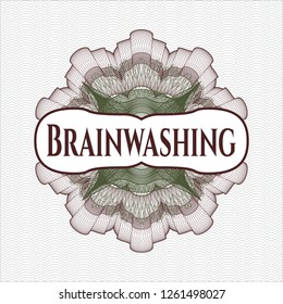 Green and Red rosette. Linear Illustration with text Brainwashing inside