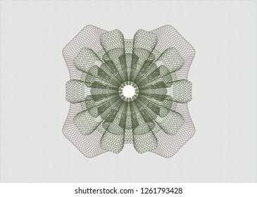 Green and Red rosette. Linear Illustration.