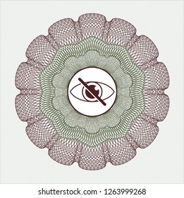 Green and Red rosette. Linear Illustration with blind icon inside