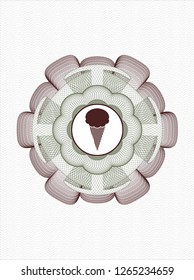 Green and Red rosette. Linear Illustration with ice cream icon inside