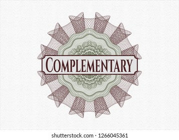 Green and Red rosette. Linear Illustration with text Complementary inside