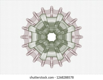 Green and Red rosette. Linear Illustration.