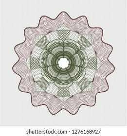 Green and Red rosette. Linear Illustration.