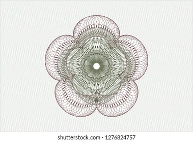 Green and Red rosette. Linear Illustration.