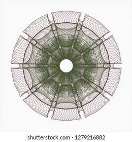 Green and Red rosette. Linear Illustration.