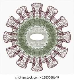 Green and Red rosette. Linear Illustration.