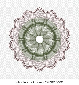 Green and Red rosette. Linear Illustration.
