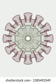 Green and Red rosette. Linear Illustration.