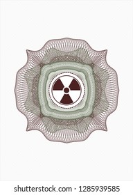 Green and Red rosette. Linear Illustration with nuclear, radioactive icon inside