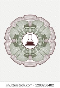 Green and Red rosette. Linear Illustration with test tube icon inside