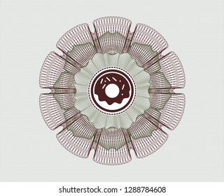 Green and Red rosette. Linear Illustration with donut icon inside