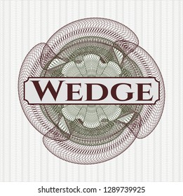 Green and Red rosette. Linear Illustration with text Wedge inside