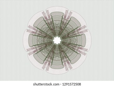 Green and Red rosette. Linear Illustration.
