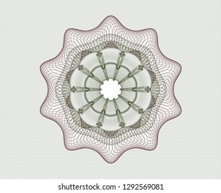 Green and Red rosette. Linear Illustration.