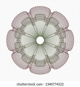 Green and Red rosette. Linear Illustration.