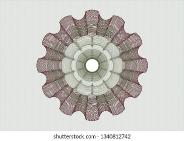 Green and Red rosette. Linear Illustration.